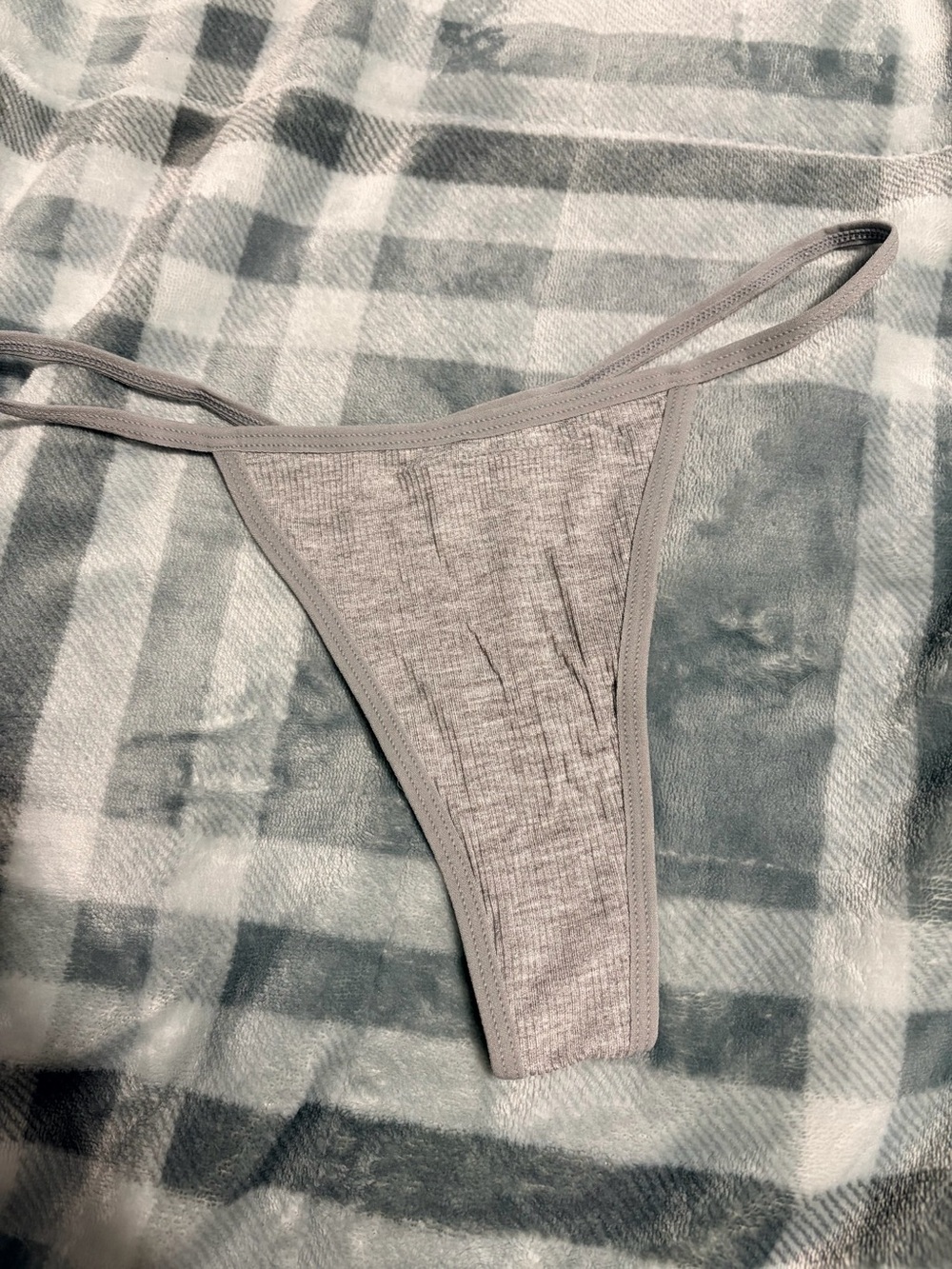 Light Gray Ribbed Thong Panty